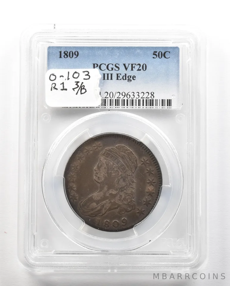 1809 Capped Bust Half Dollar III Edge VF20 PCGS a4773