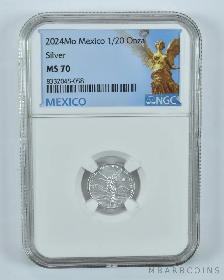 2024 Mo Mexico 1/20 Onza Silver Libertad MS70 NGC Mexico Label