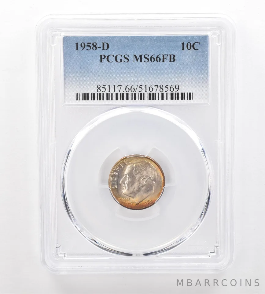 1958-D Roosevelt Dime MS66 FB PCGS Beautiful Tone *7437