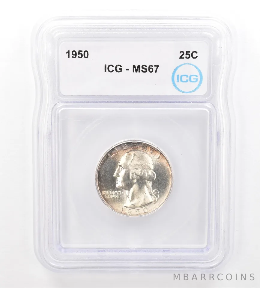 1950 Washington Quarter MS67 ICG Nice Tone a7397