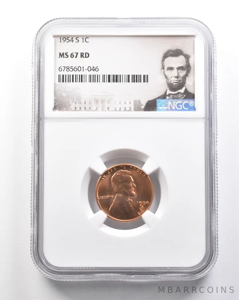 1954-S Lincoln Wheat Cent MS67 RD NGC a7472