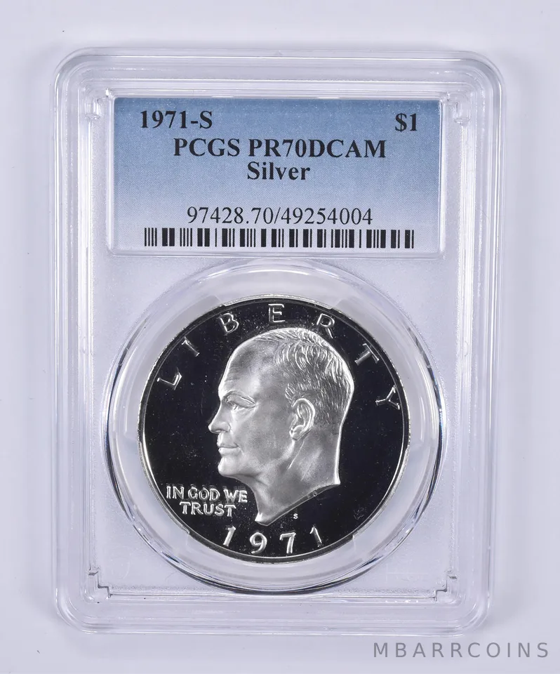 1971-S Eisenhower $1 Silver PR70 DCAM PCGS Blue Label