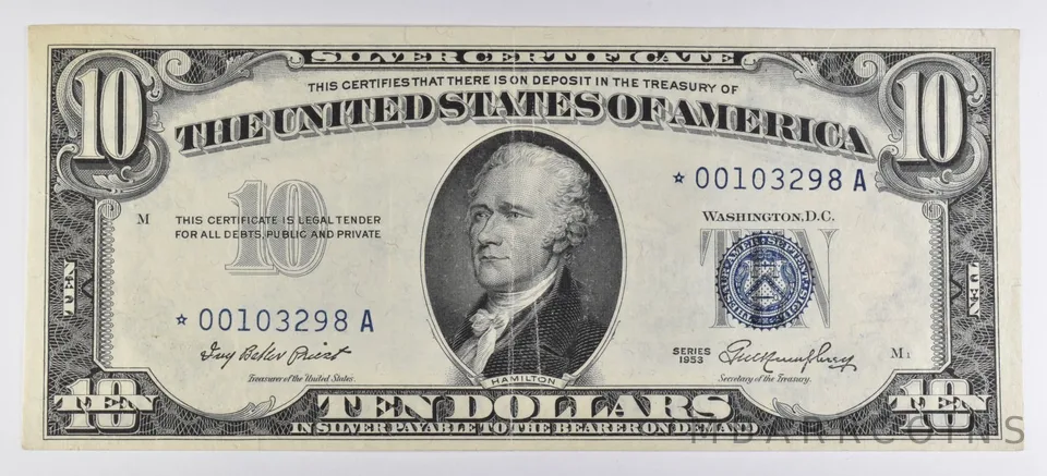 1953 $10 United States Silver Certificate STAR NOTE a7553