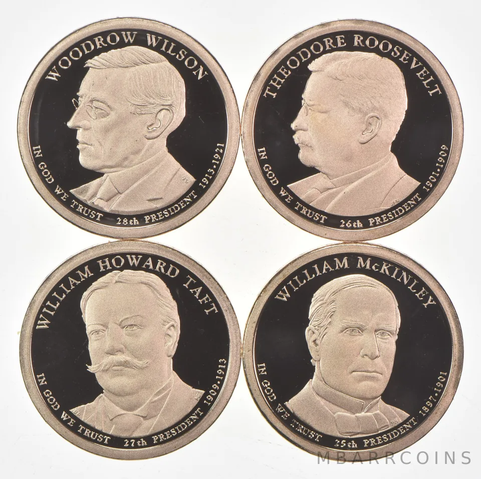 2013 Presidential Dollars From Proof Set McKINLEY Roosevelt Taft Wilson No Case