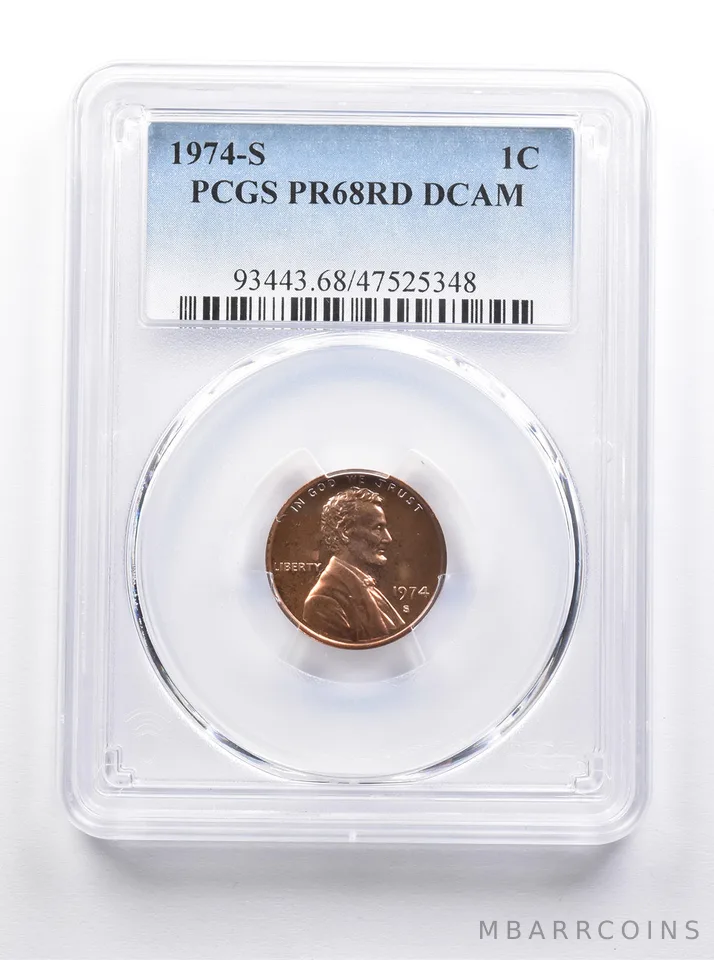 PR68 RD DCAM 1974-S Lincoln Memorial Cent PCGS a7530