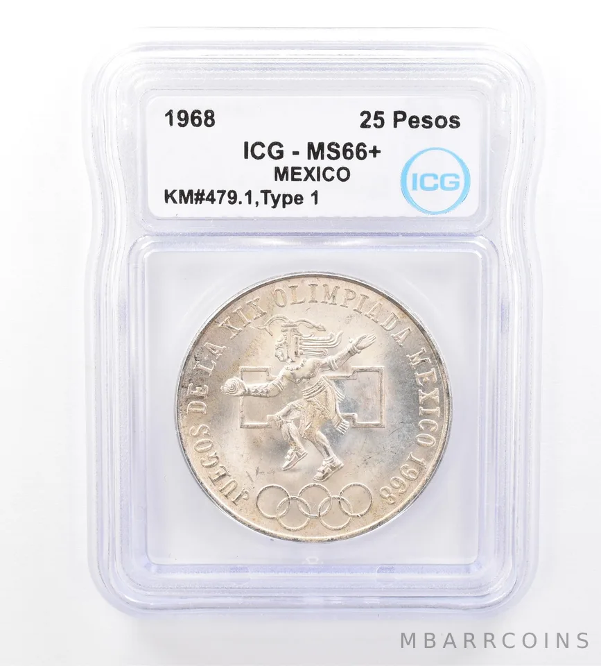 1968 Mexico 25 Pesos Type 1 KM#479.1 MS66+ ICG Beautiful Tone *1712