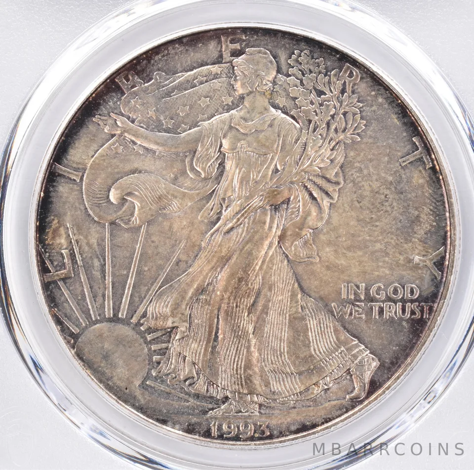 1993 American Silver Eagle MS63 PCGS Beautiful Tone *1502