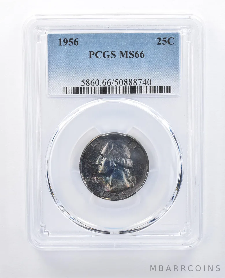 1956 Washington Quarter MS66 PCGS Blue Tone *8084
