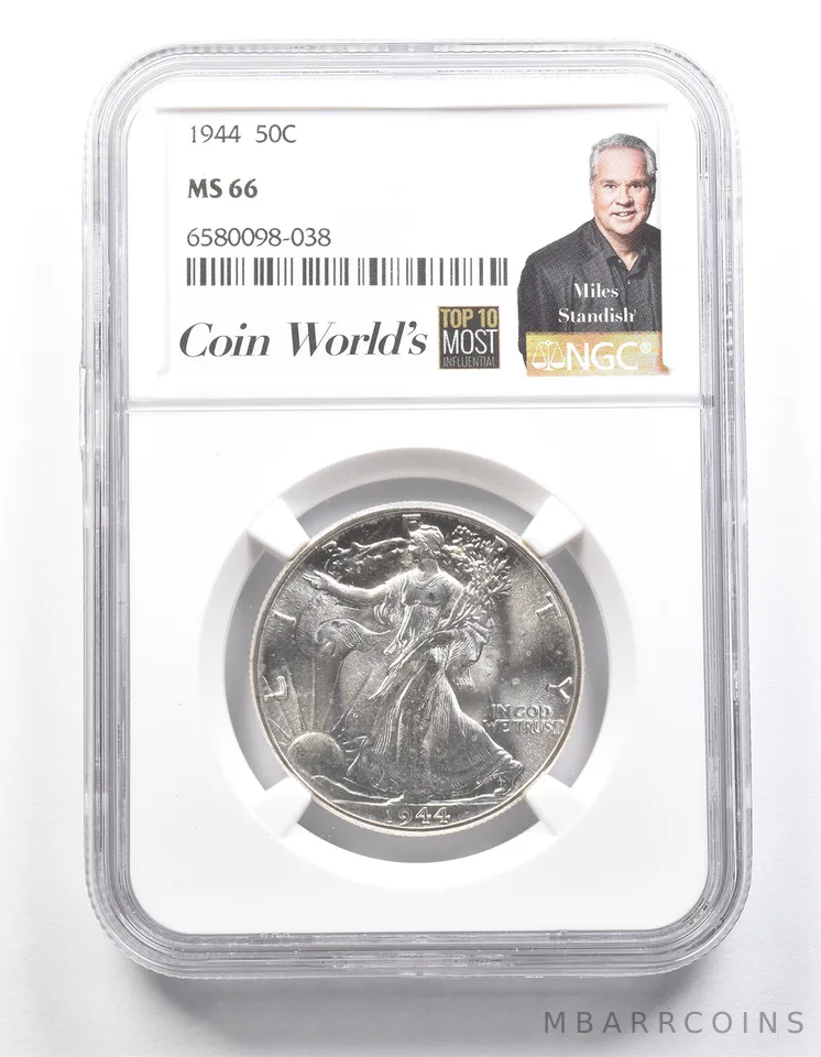 1944 Walking Liberty Half Dollar Miles Standish MS66 NGC *1339