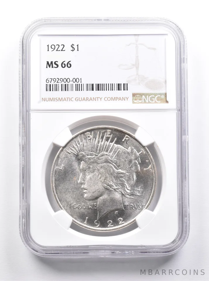 MS66 1922 Peace Silver Dollar NGC *7439