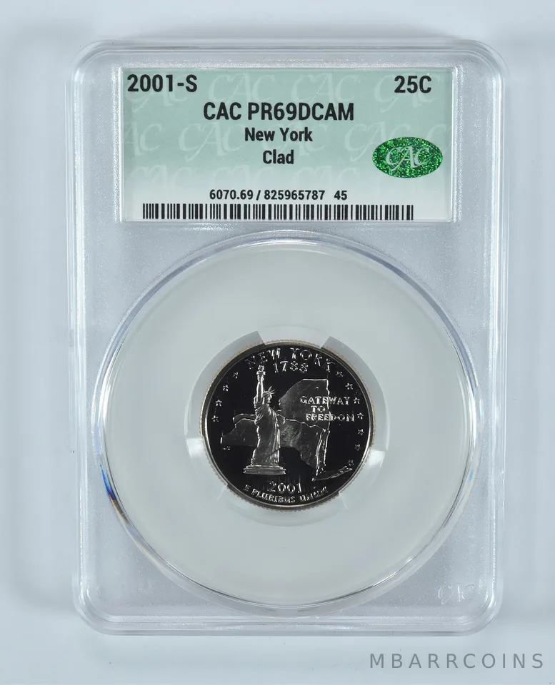 2001-S Washington State Quarter New York CLAD PR69 DCAM CAC CACg
