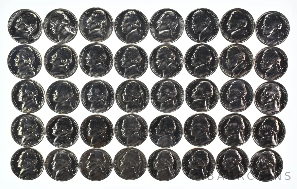 (40) 1967 Jefferson Nickel SMS PL - ROLL of 40 Coins