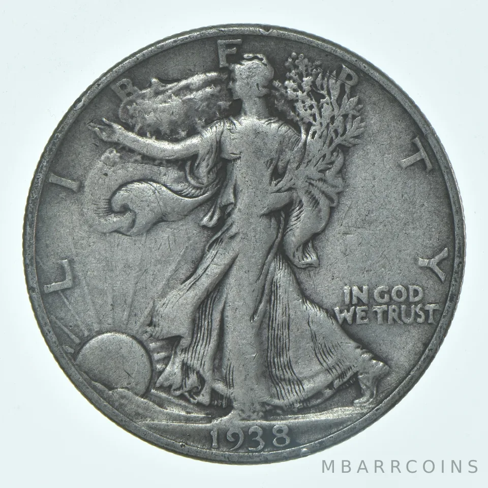 1938-P Walking Liberty Half Dollar CIRC VG+ 90% Silver