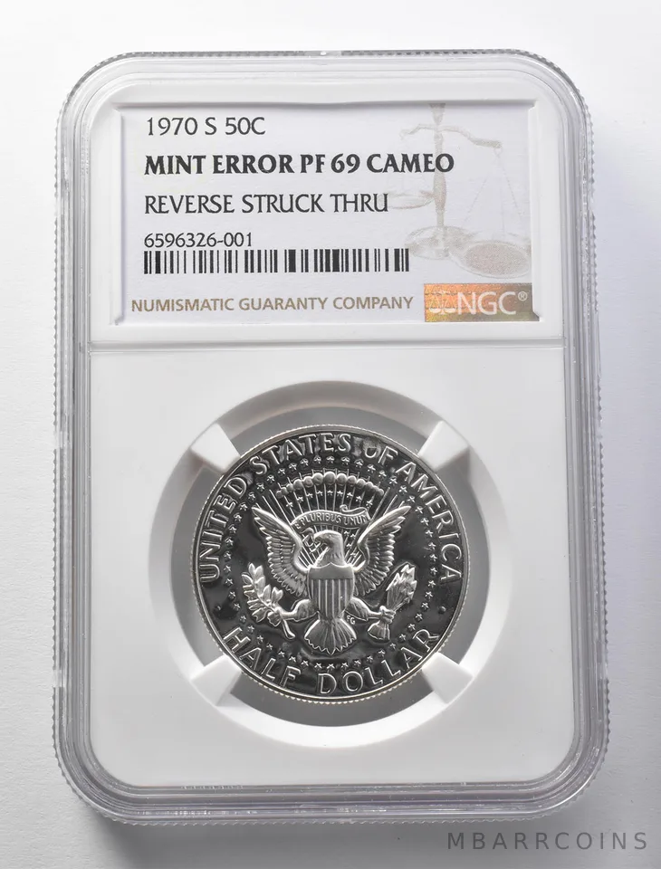 PF69 Cameo 1970-S Kennedy Half Dollar Mint Error REV Struck Thru NGC a5674