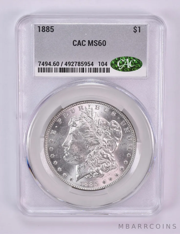 1885 Morgan Silver Dollar MS60 CAC CACg