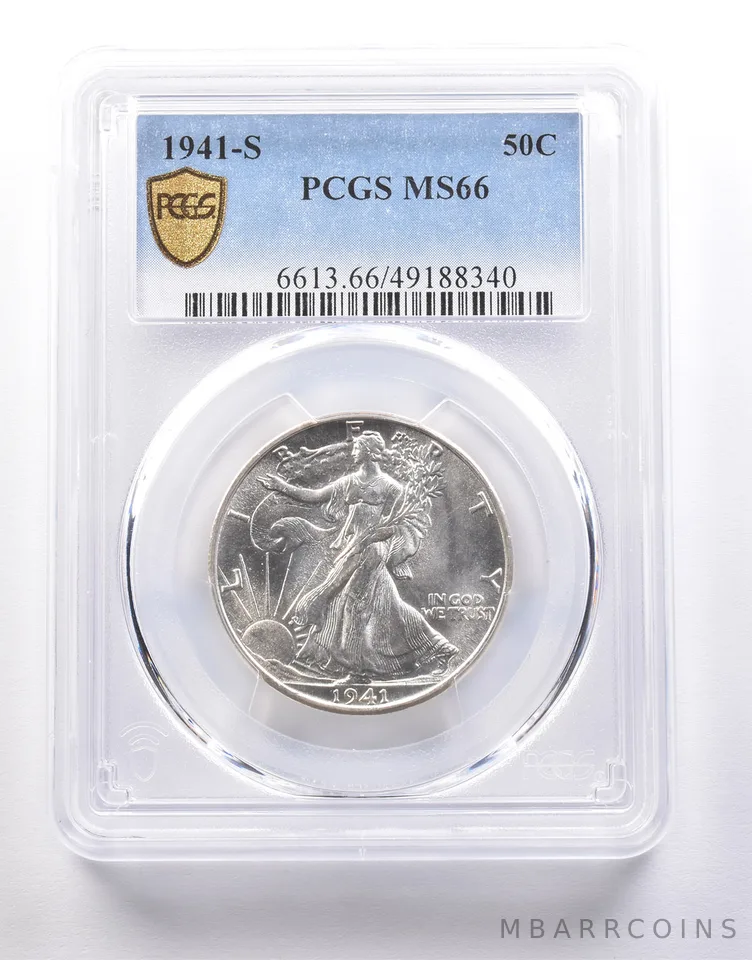 1941-S Walking Liberty Half Dollar MS66 PCGS PQ Looks like a 7 *7256
