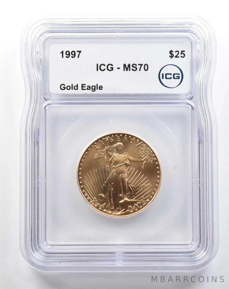 1997 $25 American Gold Eagle 1/2 Oz Gold MS70 ICG