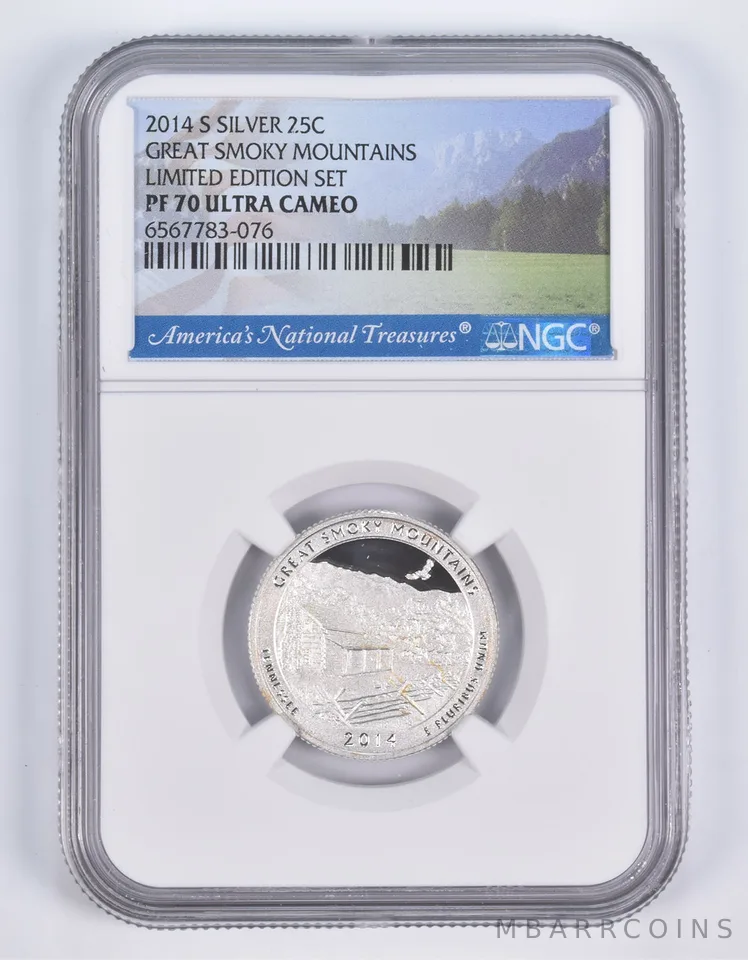 2014-S Silver PF70 Great Smoky Mountains Quarter Limited Edition NGC