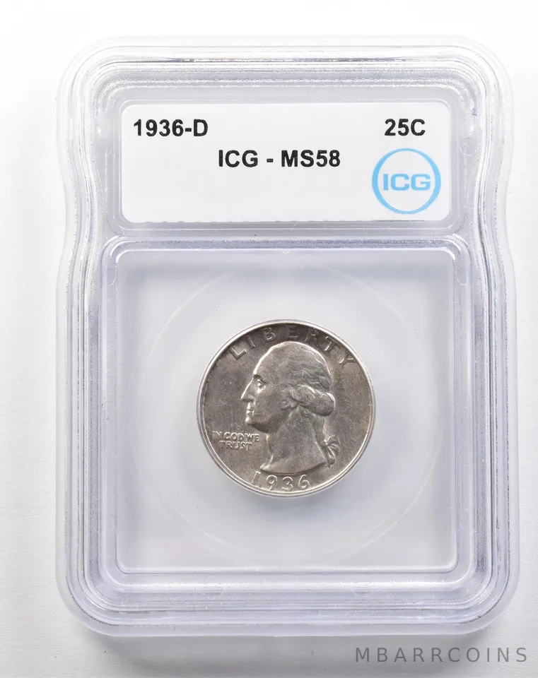 1936-D Washington Quarter MS58 ICG AU *5141