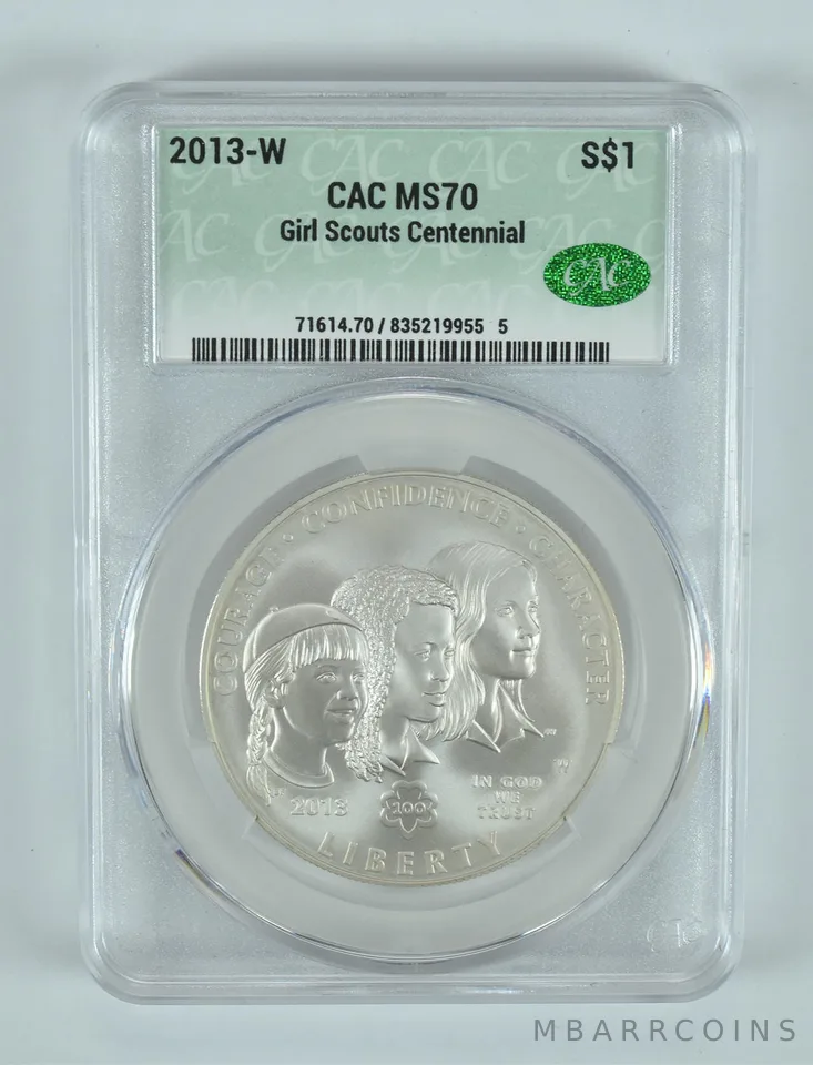 2013-W Girl Scouts Commemorative Silver Dollar MS70 CAC CACg