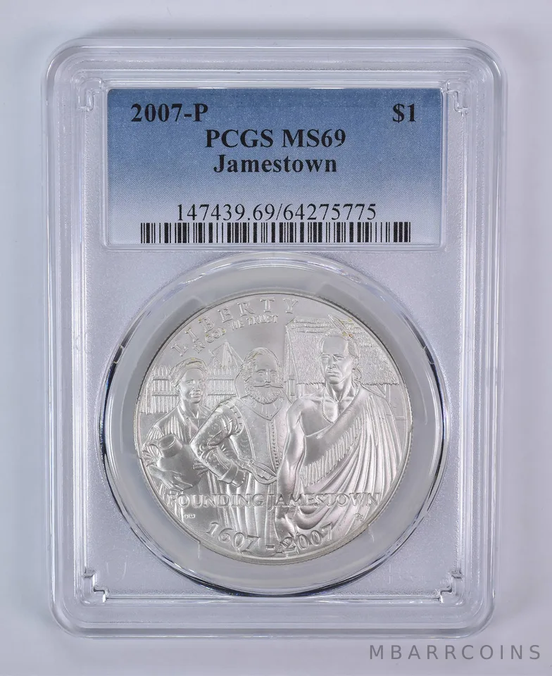 2007-P Jamestown Commemorative Silver Dollar MS69 PCGS Blue Label