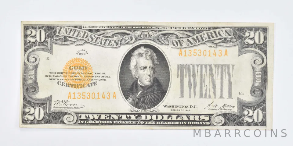 1928 $20 United States Gold Certificate a8048