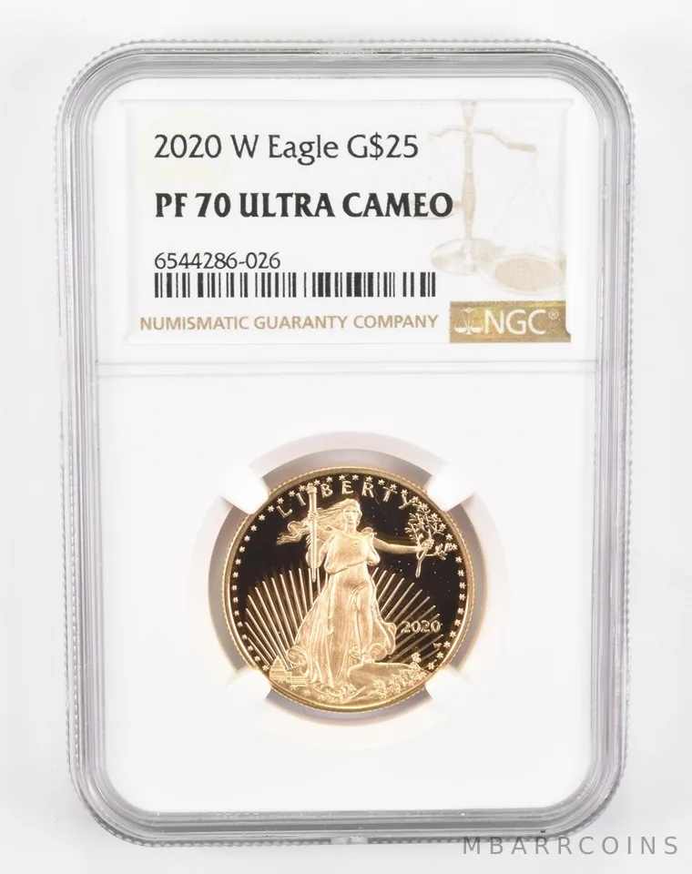 2020-W $25 American Gold Eagle 1/2 Oz Gold PF70 UCAM NGC