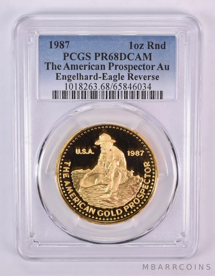 1987 Engelhard American Prospector 1 Oz Gold Eagle Reverse PR68 DCAM PCGS *1017