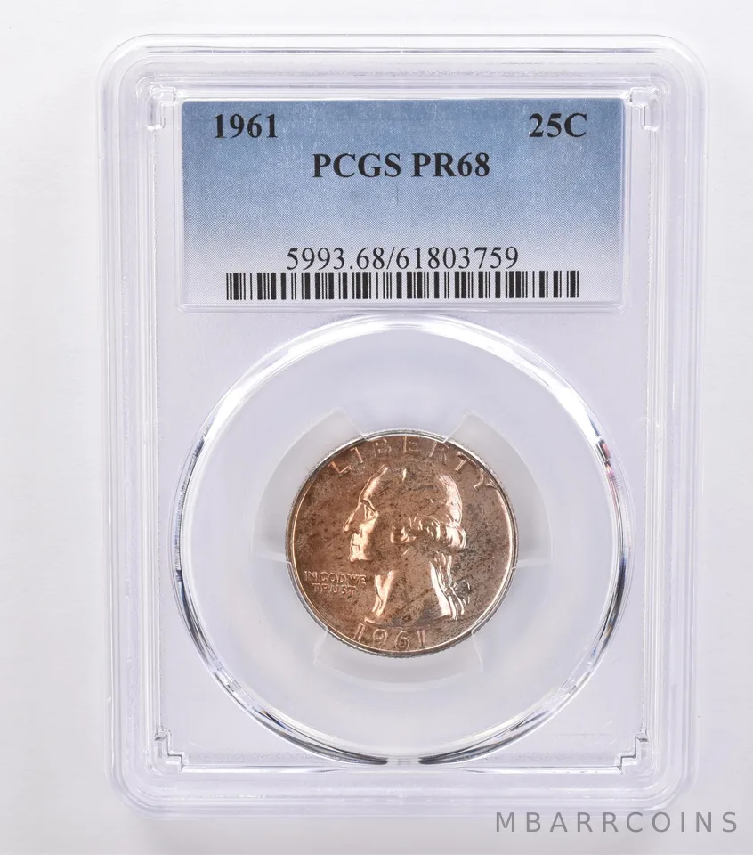 1961 Washington Quarter PR68 PCGS Beautiful Tone *8780