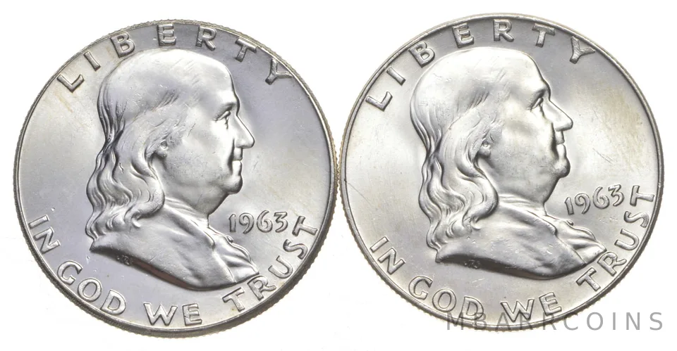 Choice Unc 1963 P+D Franklin Half Dollar Gem BU Collection Lot Set