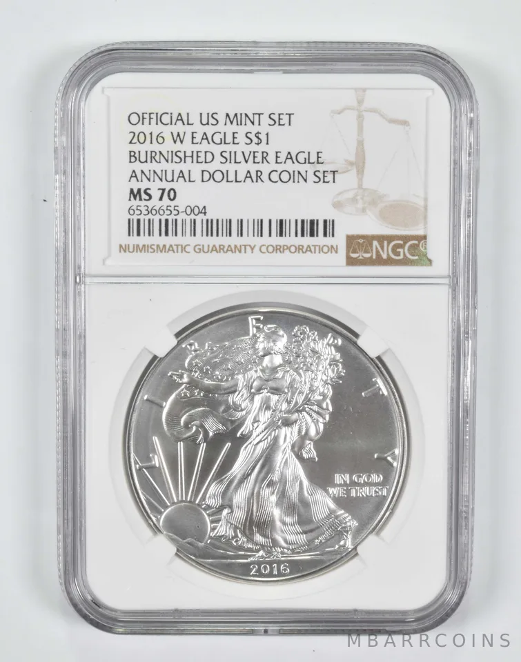 2016-W Burnished Annual Set - American Silver Eagle MS70 NGC