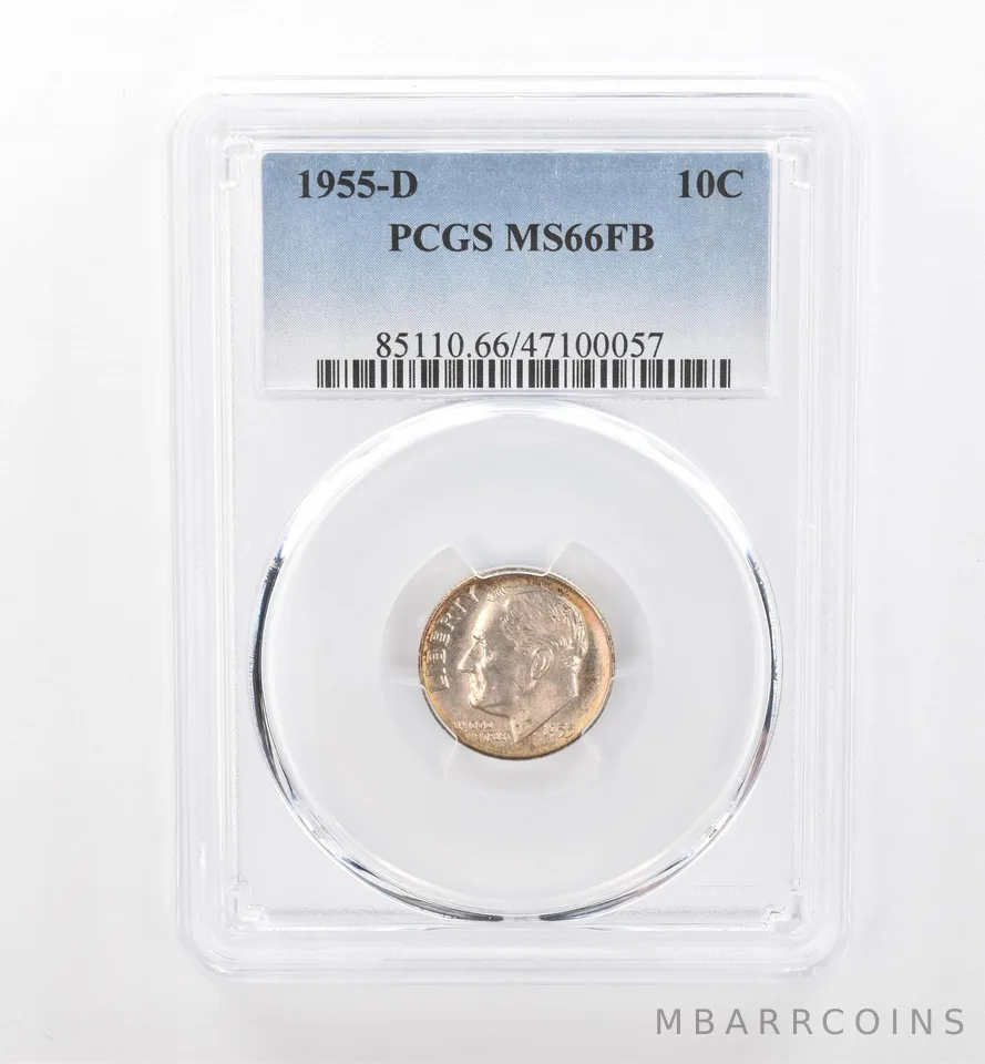 1955-D Roosevelt Dime MS66 FB PCGS Beautiful Tone *1886