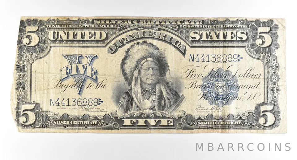1899 $5 Silver Certificate Large Note Blue Seal Chief *2762