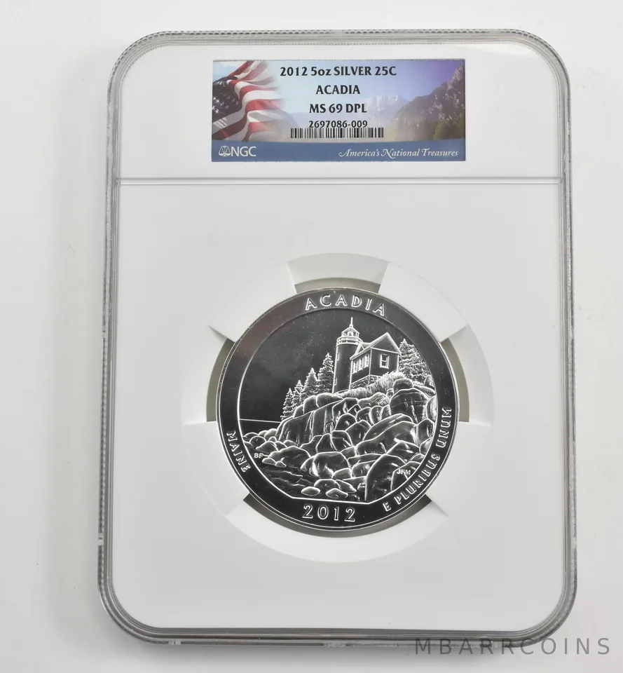 2012 5 Oz Silver Quarter America The Beautiful Acadia MS69 DPL NGC *1616