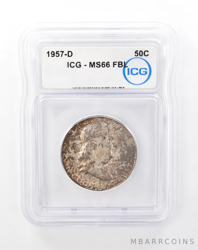 1957-D Franklin Half Dollar MS66 FBL ICG Beautiful Tone a6737