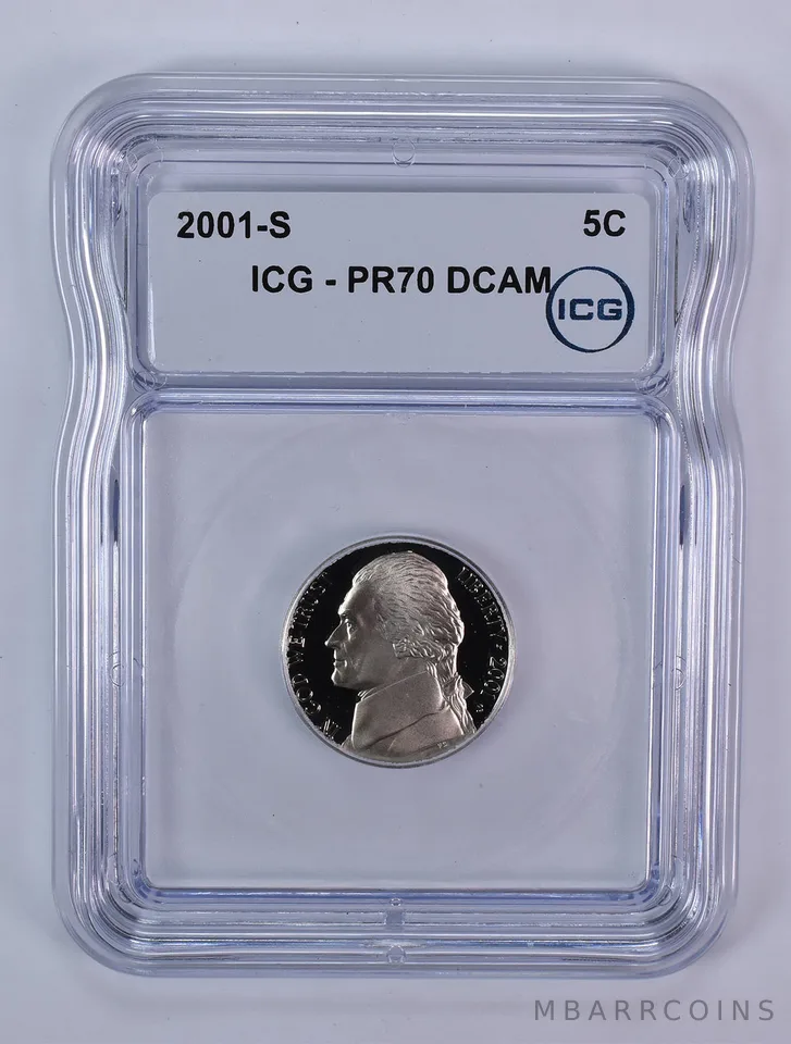 2001-S Jefferson Nickel PR70 DCAM ICG
