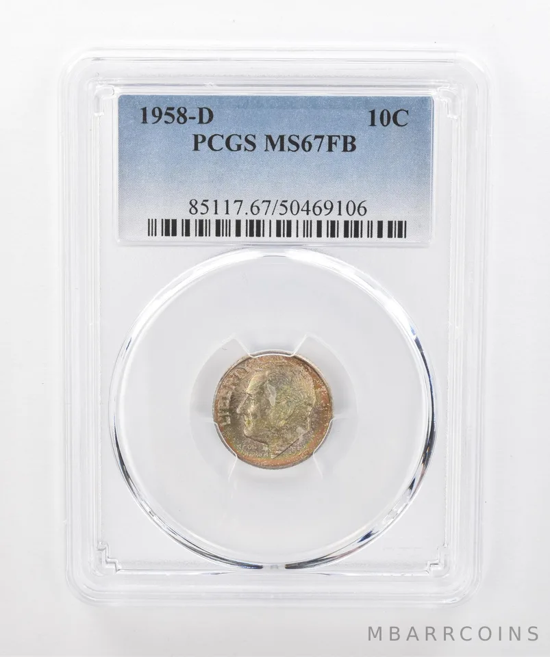 1958-D Roosevelt Dime MS67 FB PCGS Beautiful Tone *1431