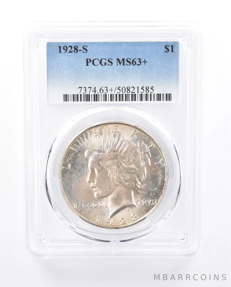 1928-S Peace Silver Dollar MS63+ PCGS INSANE Tone Color a1591