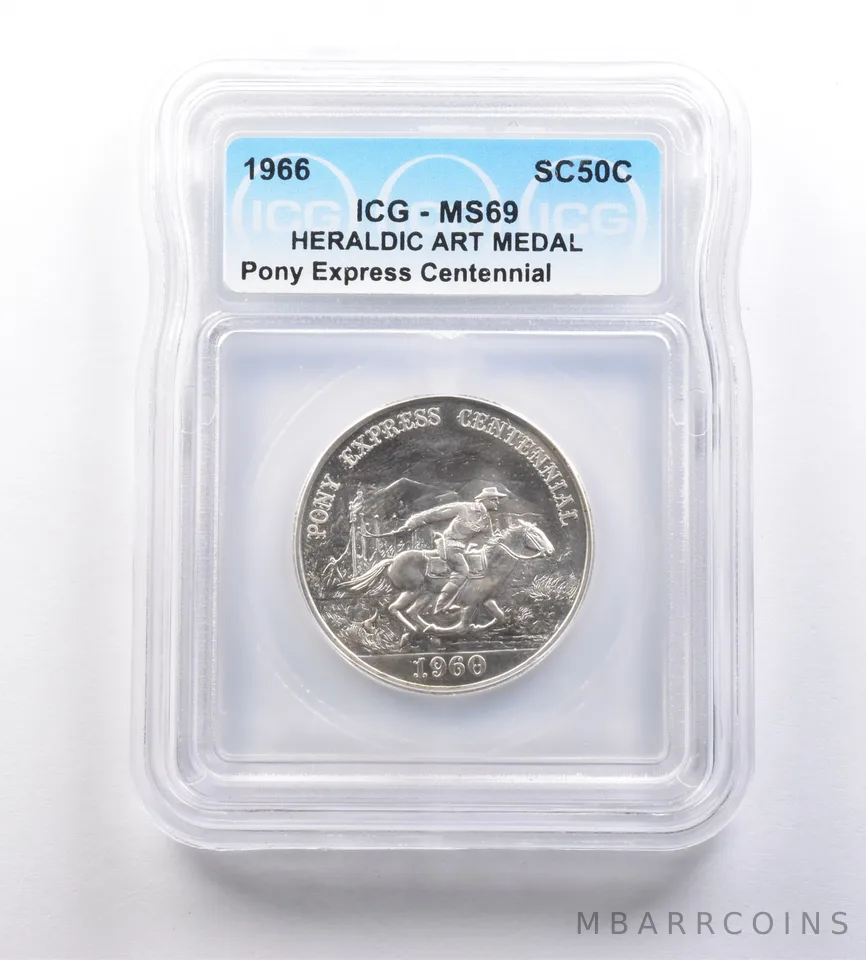 1966 So-Called Half Dollar Pony Express Centennial MS69 ICG *7222