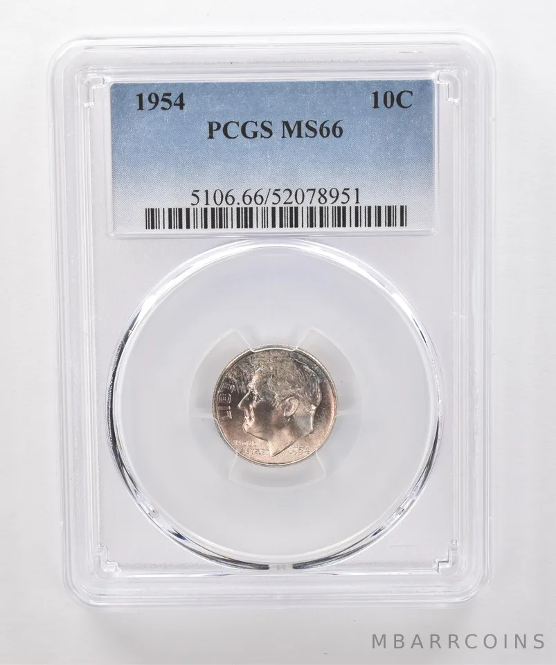 1954 Roosevelt Dime MS66 PCGS Beautiful Tone *1869