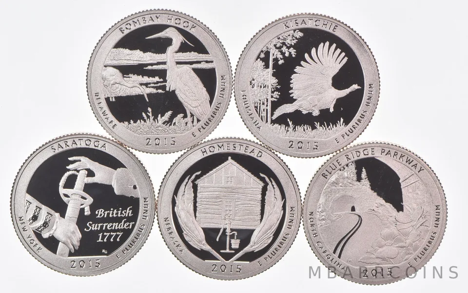 2015-S America The Beautiful Quarters (clad) From Proof Set (5 coins)