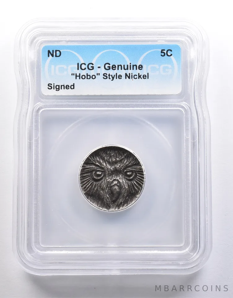 (ND) Indian Head Buffalo Nickel "Hobo" Style Signed Genuine ICG *6604