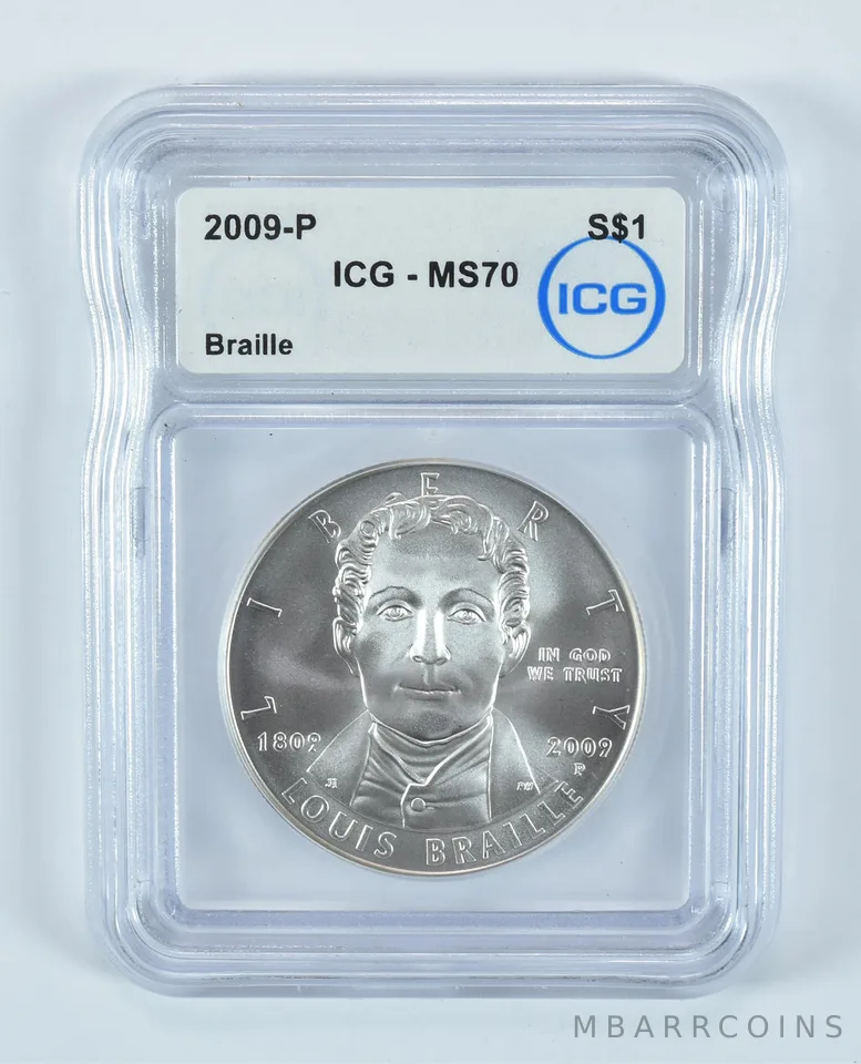 2009-P Louis Braille Commemorative Silver Dollar MS70 ICG