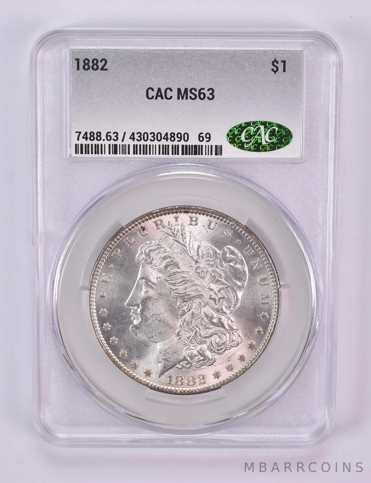 1882 Morgan Silver Dollar MS63 CAC CACg