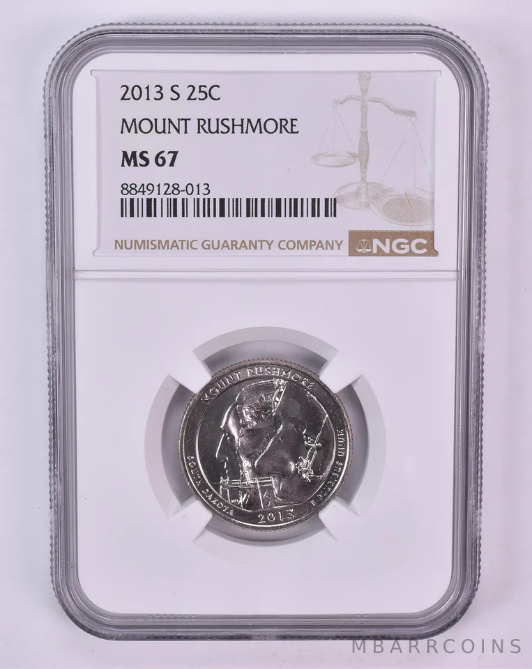 2013-S Washington Quarter Mount Rushmore ATB MS67 NGC Brown Label