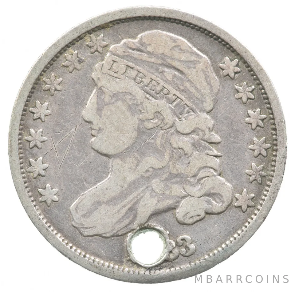 1833 Capped Bust Dime Holed *5940