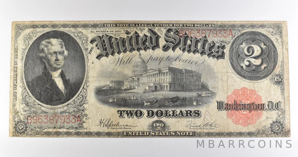 1917 $2 Legal Tender Large Note Red Seal *3565