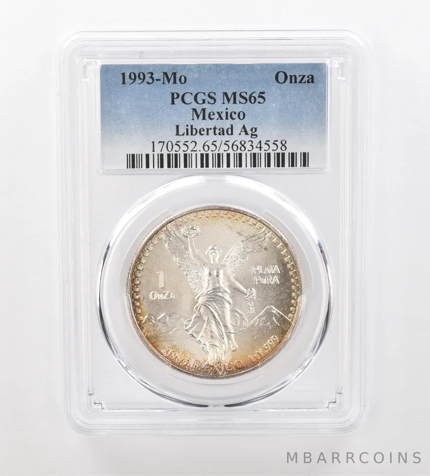 1993 Mo Mexico 1 Onza Silver Libertad MS65 PCGS Beautiful Tone *0921