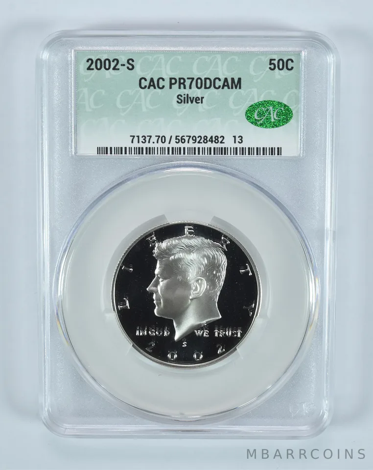 2002-S Kennedy Half Dollar Silver PR70 DCAM CAC CACg