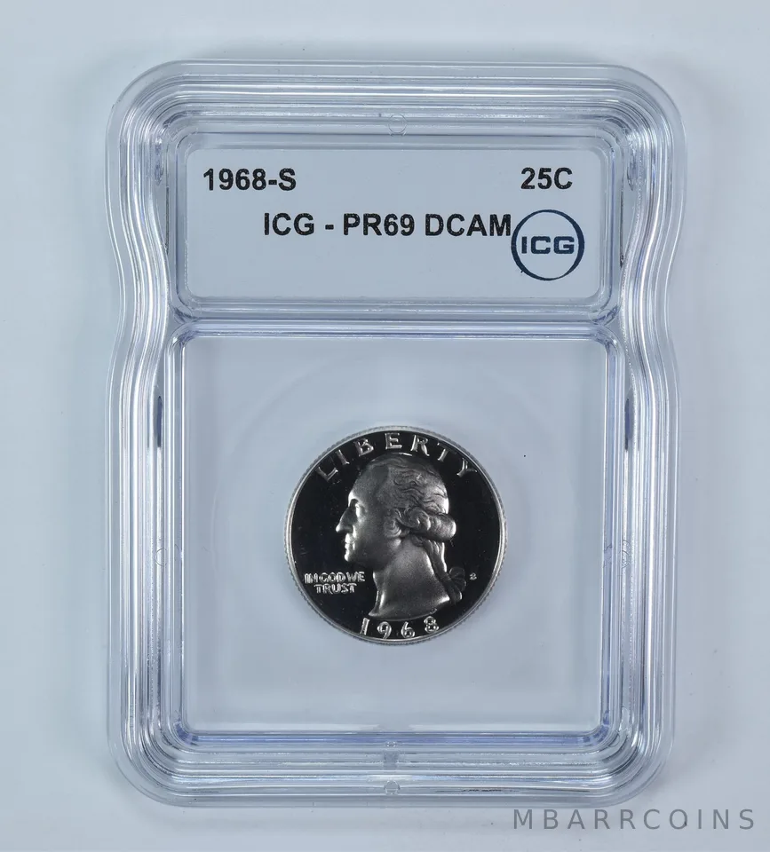 1968-S Washington Quarter PR69 DCAM ICG